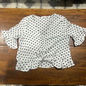 Elodie White and Black Polka Dot Top